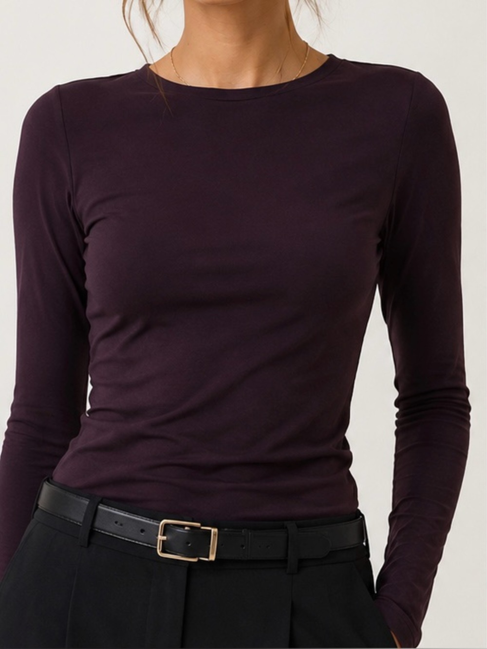 Babaton XS Open Back Long Sleeve Top Purple Plum Minimalist Chic